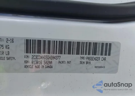 2016 Dodge Charger Sxt z USA, uszkodzony, nr VIN 2C3CDXHG5GH204377